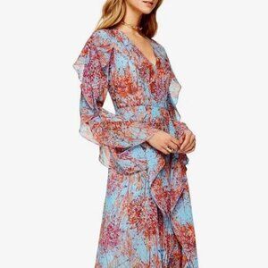 BCBG MAXAZRIA Kalen Floral Print Maxi Dress Blue/Pink Color Size 6 $448